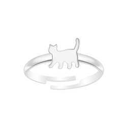Silver Cat Adjustable Ring - 6971
