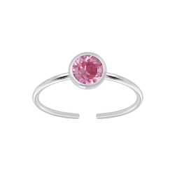 5mm Silver Open Ring with Crystal - 6981