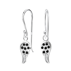 Silver Wing Cubic Zirconia Earrings - 4535