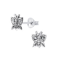 Silver Butterfly Stud Earrings - 5359