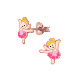 Silver Ballerina Stud Earrings - 7154