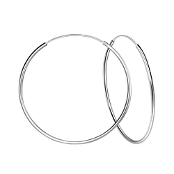 70mm Silver Thick Hoop Earrings - 4602