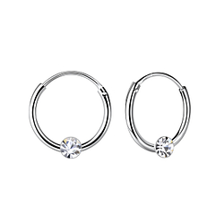 4mm Round Crystal Hoop Earrings - 6916