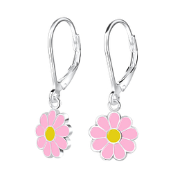 Silver Daisy Flower Lever Back Earrings - 7810 Silver Daisy Flower Lever Back Earrings - 7810