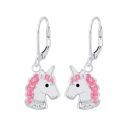 Silver Unicorn Lever Back Earrings - 7143 Silver Unicorn Lever Back Earrings - 7143