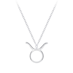 Silver Taurus Zodiac Sign Necklace - 7032
