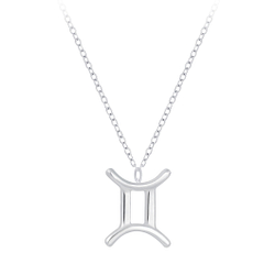 Silver Gemini Zodiac Sign Necklace - 7034