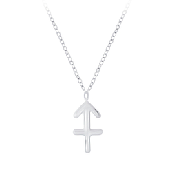 Silver Sagittarius Zodiac Sign Necklace - 7044