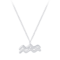 Silver Aquarius Zodiac Sign Necklace - 7048