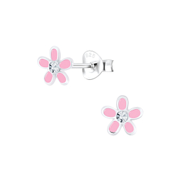 Silver Flower Stud Earrings - 6924
