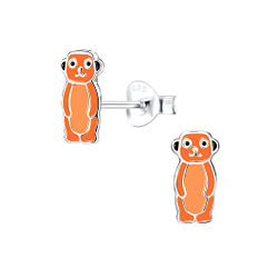 Silver Meerkat Stud Earrings - 7248