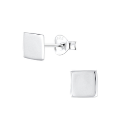 Silver Square Stud Earrings - 4917