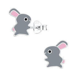 Silver Rabbit Stud Earrings - 7283