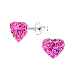 Silver Heart Crystal Stud Earrings - Wholesale - 7305 Silver Heart Crystal Stud Earrings - Wholesale - 7305