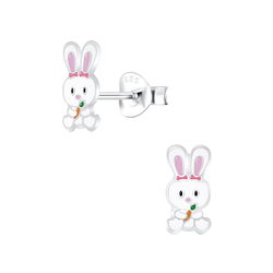 Silver Rabbit Stud Earrings - 7289