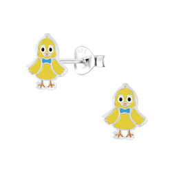 Silver Chick Stud Earrings - 7287