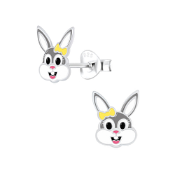 Silver Bunny Stud Earrings - 7285