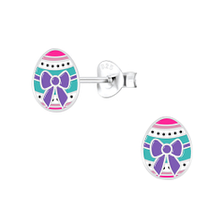 Silver Easter Egg Stud Earrings - 7222 Silver Easter Egg Stud Earrings - 7222