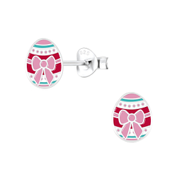 Silver Easter Egg Stud Earrings - 7223 Silver Easter Egg Stud Earrings - 7223