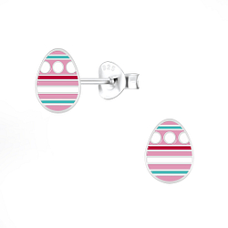 Silver Easter Egg Stud Earrings - 7225