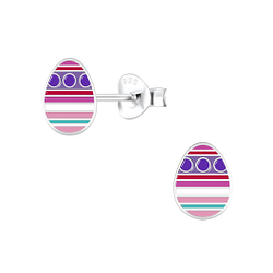 Silver Easter Egg Stud Earrings - 7226 Silver Easter Egg Stud Earrings - 7226
