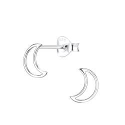 Silver Half Moon Stud Earrings - 9600 Silver Half Moon Stud Earrings - 9600
