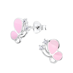 Silver Butterfly Stud Earrings - 7296