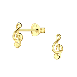 Silver G-Clef Stud Earrings - 6792
