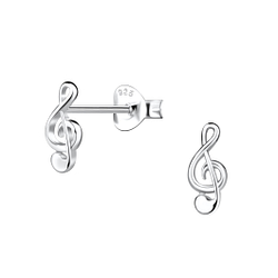 Silver G-Clef Stud Earrings - 6368