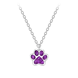 Silver Paw Print Necklace - 7196