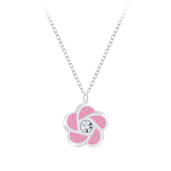 Silver Flower Necklace - 7376
