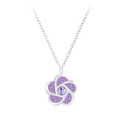Silver Flower Necklace - 7389