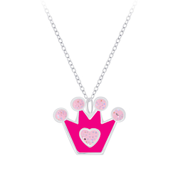 Silver Crown Necklace - 7219