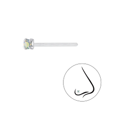 2mm Round Crystal Silver Nose Stud - Wholesale - 7191