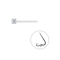 2mm Round Crystal Silver Nose Stud - Wholesale - 7191