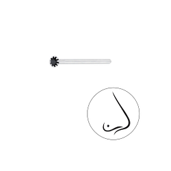 1.5mm Round Crystal Silver Nose Stud - 3308