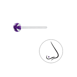 3mm Round Cubic Zirconia Silver Nose Stud - 7185