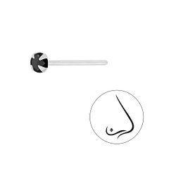 3mm Round Cubic Zirconia Silver Nose Stud - 7185