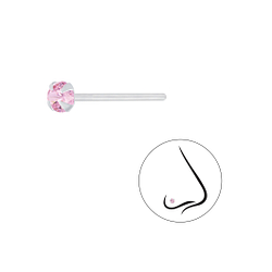 3mm Round Cubic Zirconia Silver Nose Stud - 7185