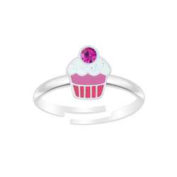 Silver Cupcake Adjustable Ring - 7345