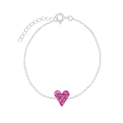 Silver Heart Crystal Bracelet - 7504 Silver Heart Crystal Bracelet - 7504