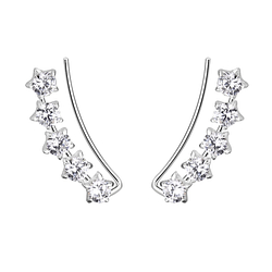 Silver Star Cubic Zirconia Ear Climbers - Wholesale - 7439 Silver Star Cubic Zirconia Ear Climbers - Wholesale - 7439