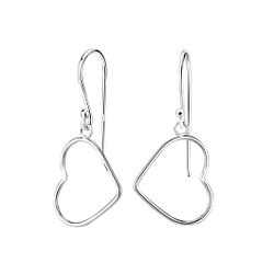 Silver Heart Earrings - 7608