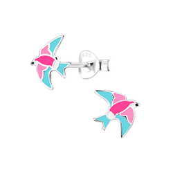 Silver Bird Stud Earrings - 7526