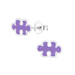 Silver Puzzle Stud Earrings - 7537