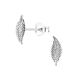Silver Leaf Stud Earrings - 8488