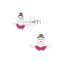 Silver Ballerina Stud Earrings - 7368
