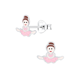 Silver Ballerina Stud Earrings - 7369