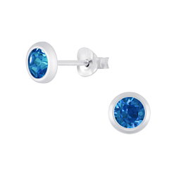 5mm Silver Stud Earrings with Crystals - Wholesale - 4423