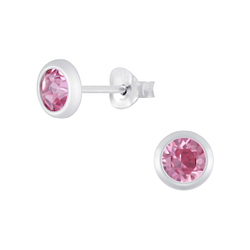 5mm Silver Stud Earrings with Crystals - 4423